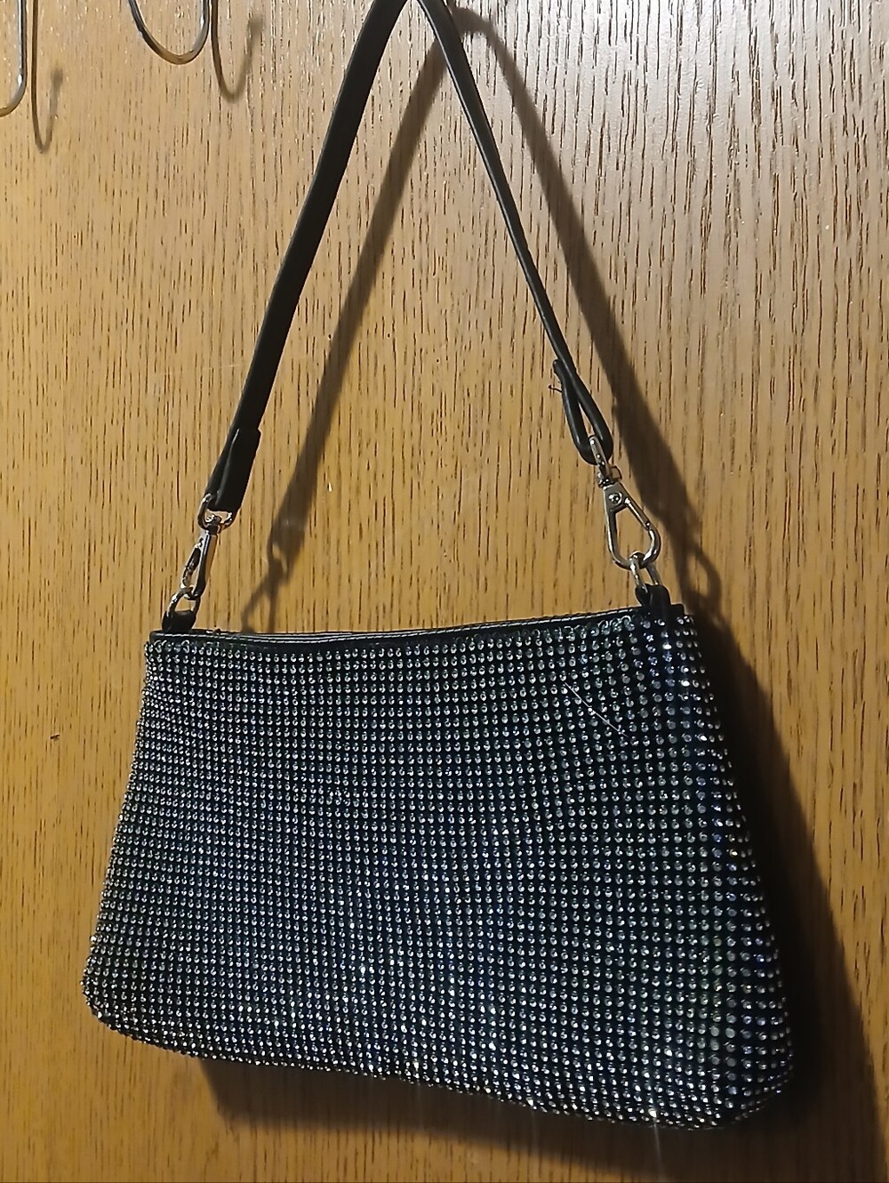 Stunning Black Rhinestone Crystal Handbag Shoulder Bag Evening Clutch/bag - Picture 2 of 9